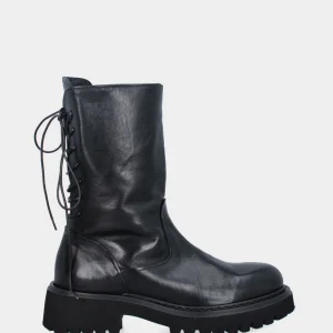 Anfibio in vitello nero con platform e allacciatura posteriore